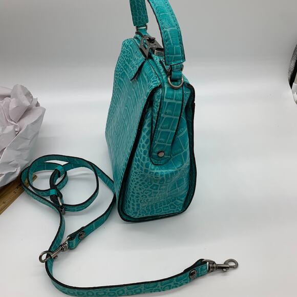 Patricia Nash Leather Purse Croc Embossed Blue Aqua Handbags - Picture 5 of 13